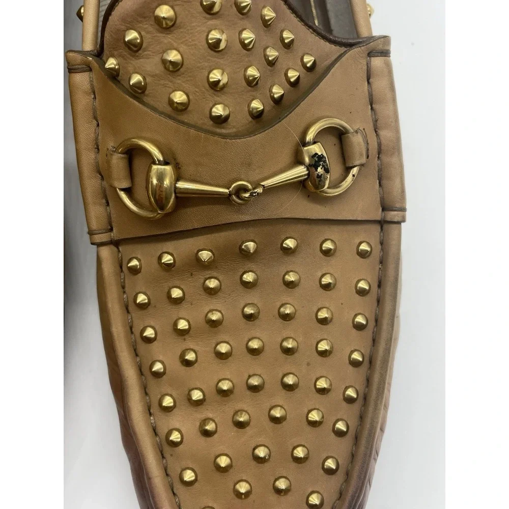 Gucci Mens Shoes Brown Leather Horsebit Loafers Studded Designer Us 12 Preppy